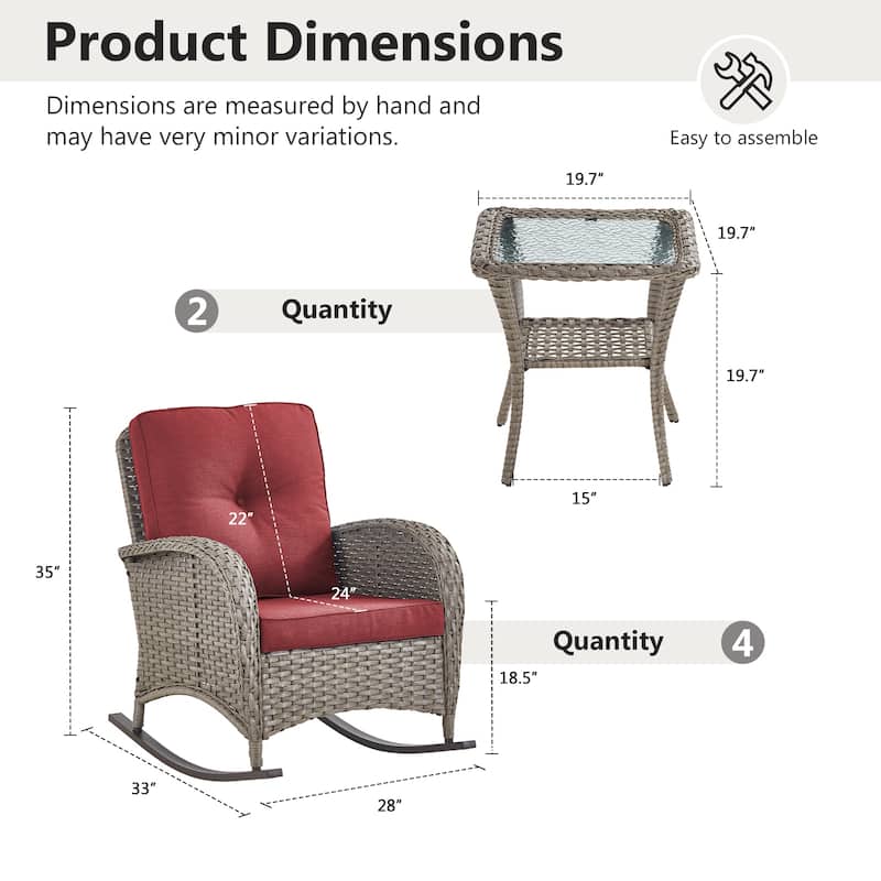 Gymojoy Outdoor Wicker Patio Furniture Chair Set Weather-Resistant