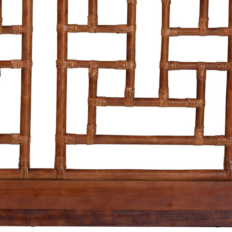 Jamuna Marbled Tortoise Natural Rattan Headboard - Handcrafted Coastal Boho Style Bedroom Backdrop