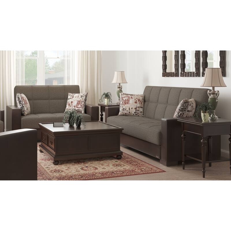 Collection Upholstered Convertible Loveseat With Storage