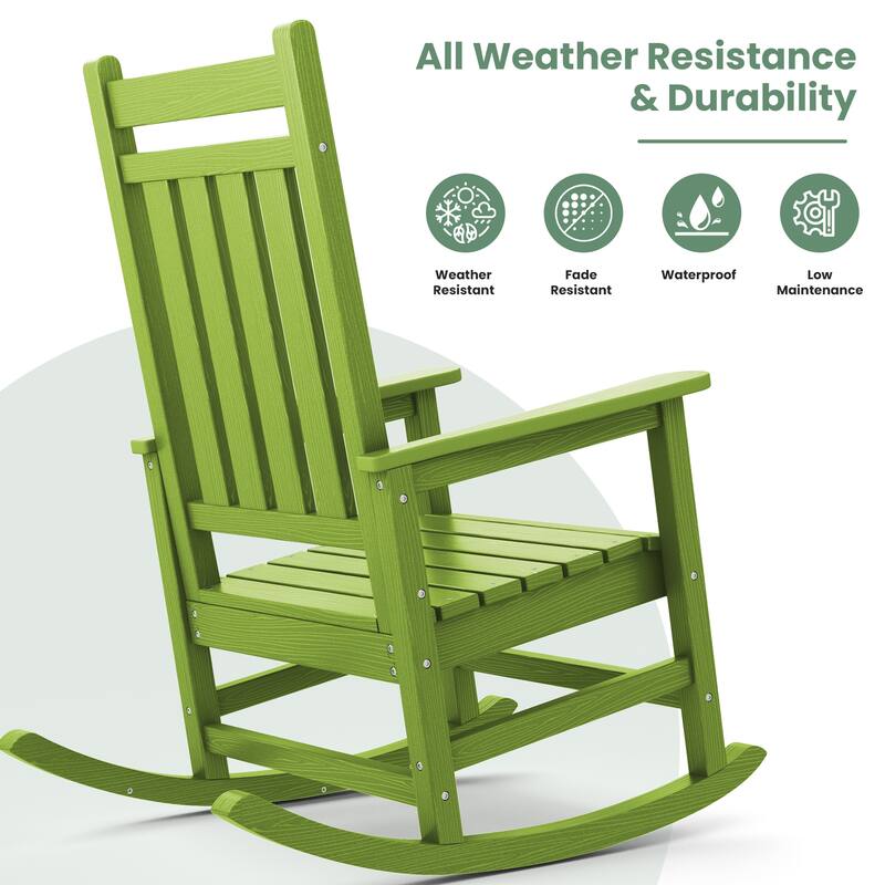 HDPE Outdoor Patio Rocking Plastic Adirondack Chair
