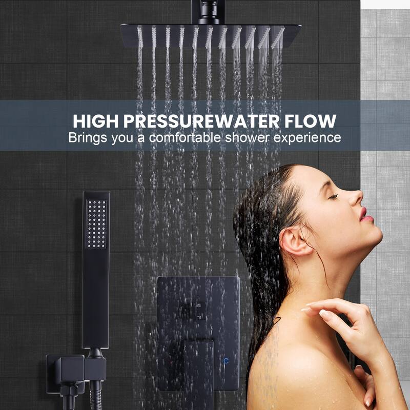WOWOW 10 in. Square Shower Head 2-Spray Shower Faucet with Single Handle - 10 in.