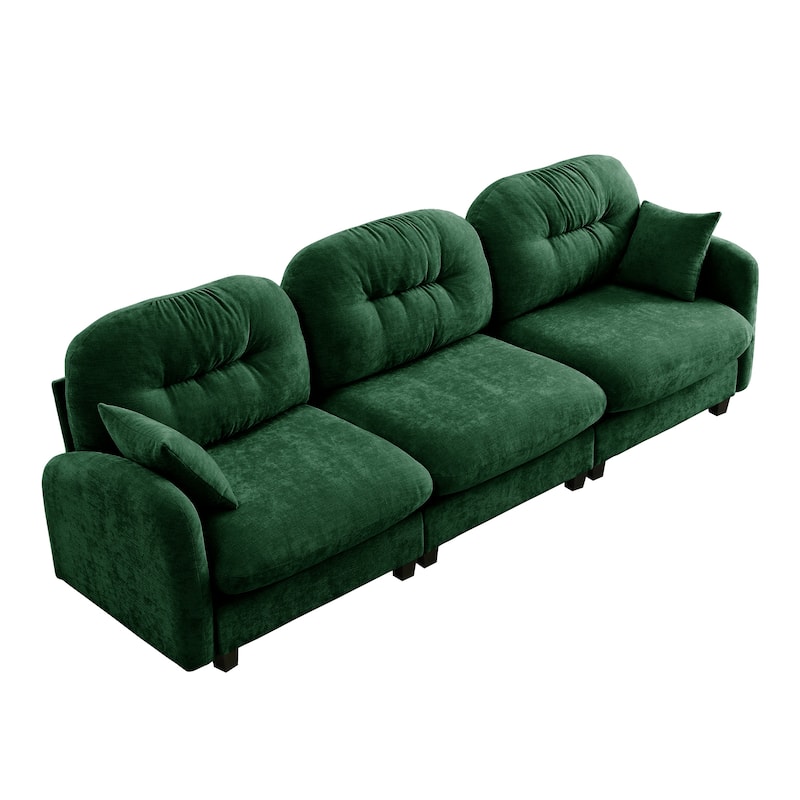 GDF Studio - Bell Modern Chenille Modular 3-Seat Sofa with Ergonomic Tufted Backrest and Wooden Base