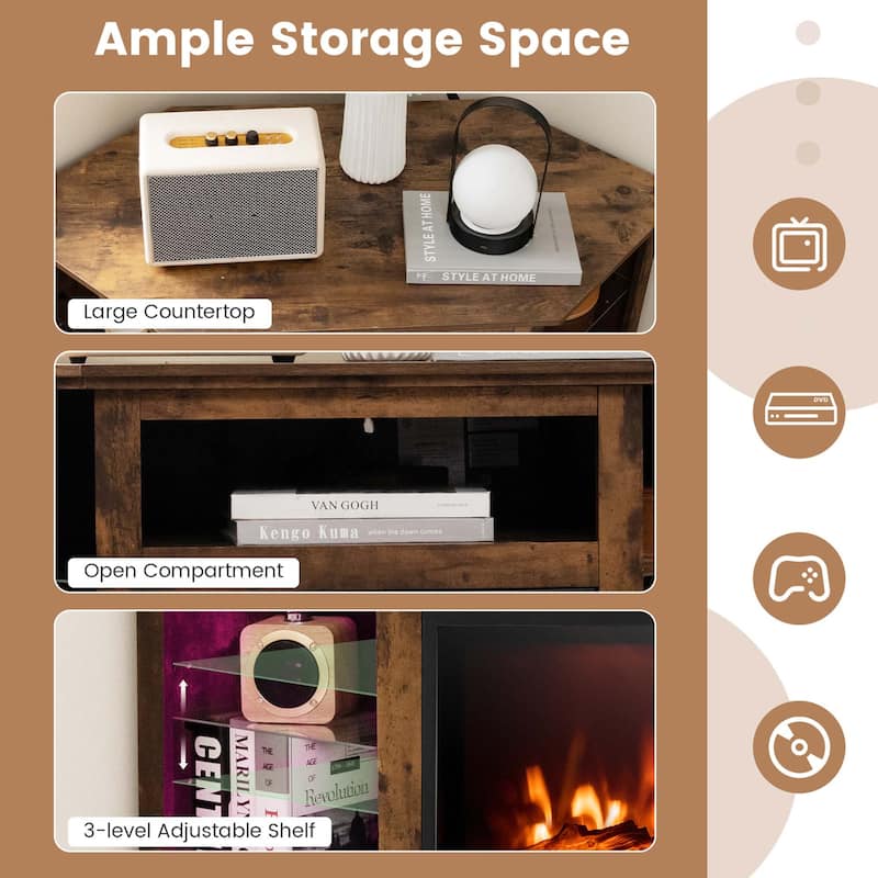 Costway Fireplace TV Stand with Led Lights & 18'' Electric Fireplace - See Details