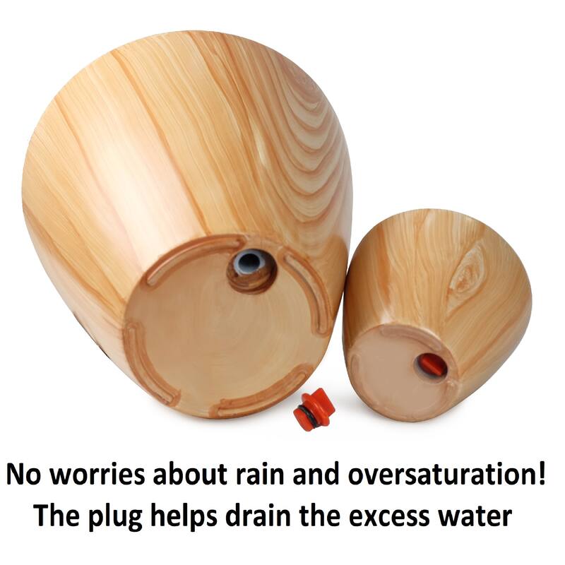 GDFStudio - Farmhouse 2-Piece Outdoor/Indoor Self-Watering Planter Pots with Drainage Plug and Water Level Indicator - 10.2"