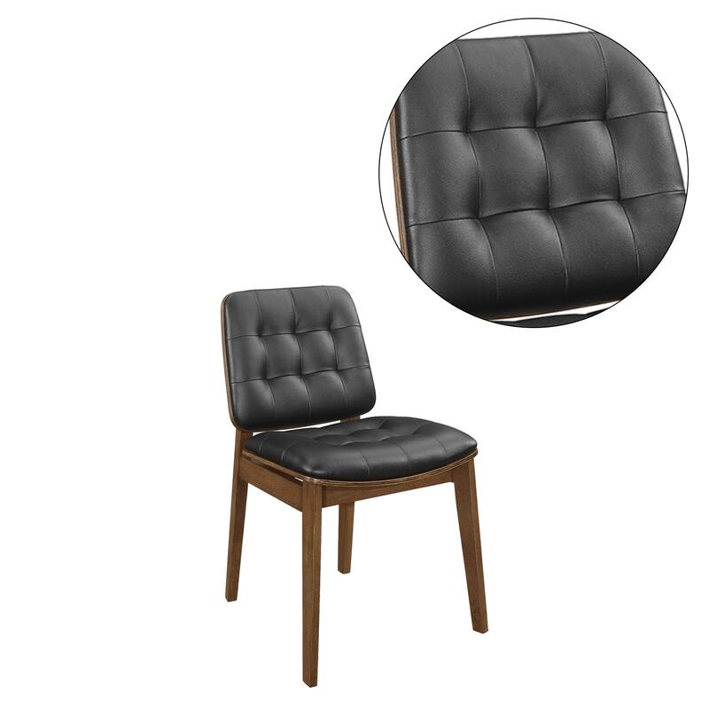 Set of 2 Side Chairs in Natural Walnut and Black