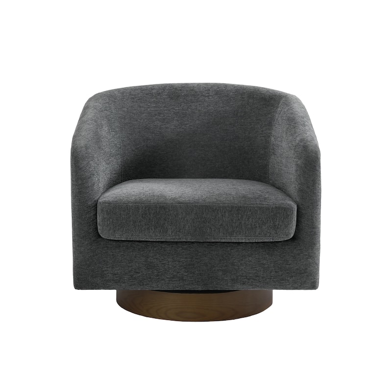 Faux Leather Wide Seat Swivel Barrel Chair