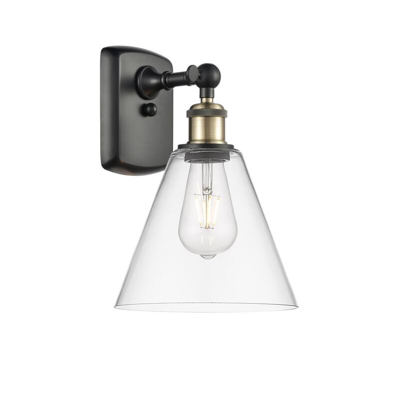 Innovations Lighting 516-1W-11-8 Berkshire Sconce Berkshire 11" Tall - Black Antique Brass / Clear