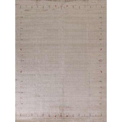 Tribal Gabbeh Indian Area Rug Hand-Knotted Wool Carpet - 8'1"x 9'10"