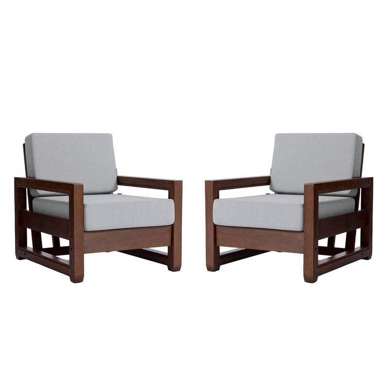 3-Piece Teak Wood Chair Outdoor Patio Conversation Set with Table