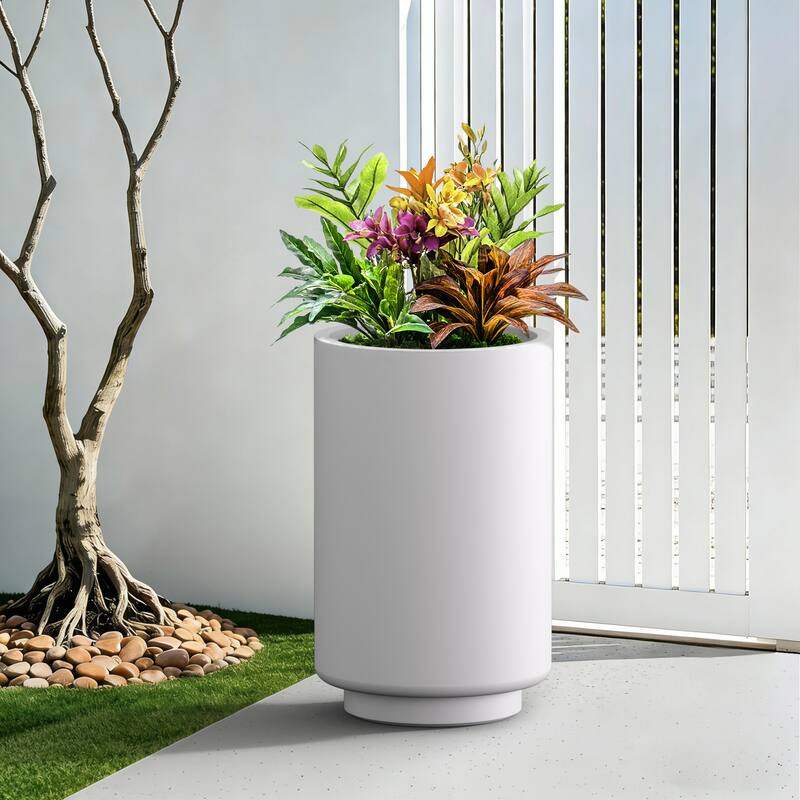 Concrete Cylindrical Planter with Drainage Hole for Indoor & Outdoor