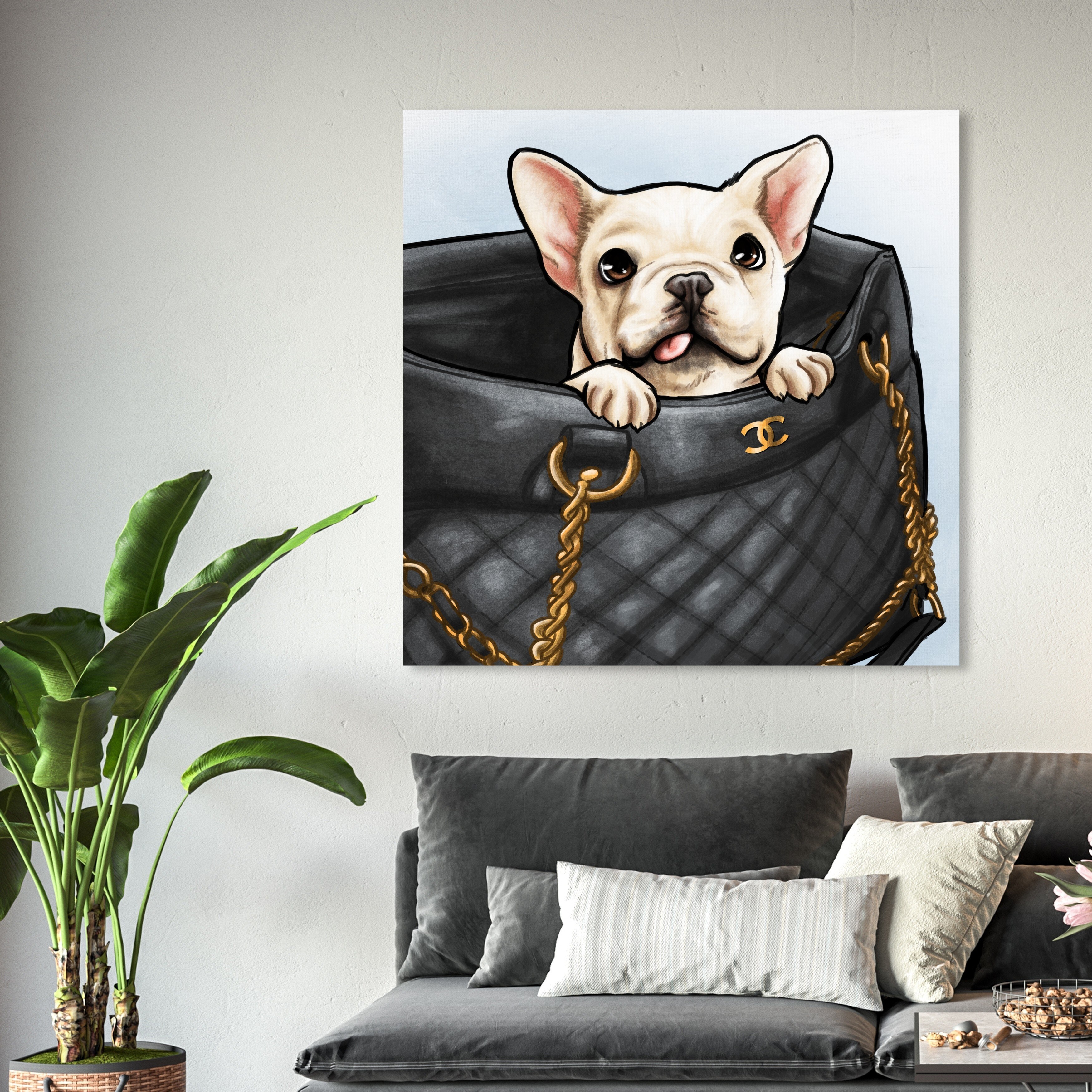 Oliver Gal 'Peek a Boo Frenchie' Fashion and Glam Wall Art