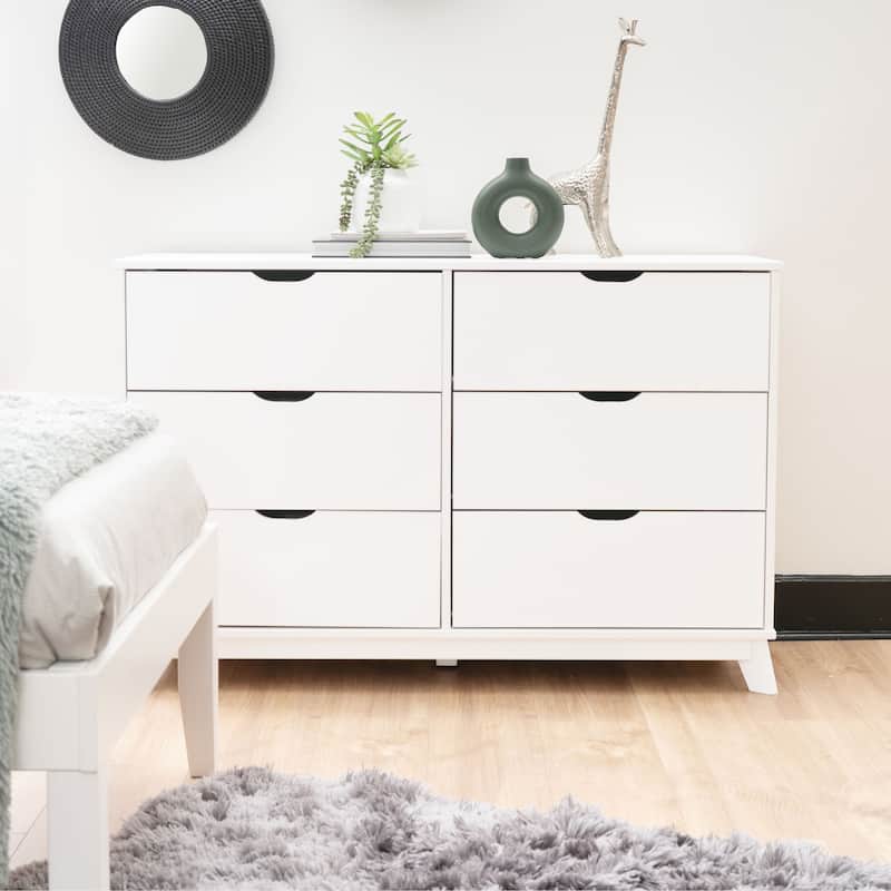 Purcell Pine Wood 3-Piece Bedroom Set with 6-Drawer Dresser and 3-Drawer Nightstands (Set of 2)
