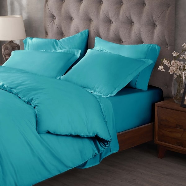 slide 2 of 6, Superior Egyptian Cotton 400 Thread Count Solid Duvet Cover Set Teal - California King