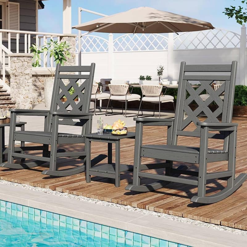 Patio Adirondack Outdoor Rocking Chair, Fire Pit Chair for Porch, Deck, Lawn - N/A