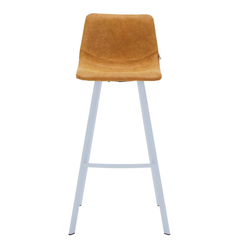 Leather 41" Counter Height Bar Stool with Stainless Steel Legs and Footrest