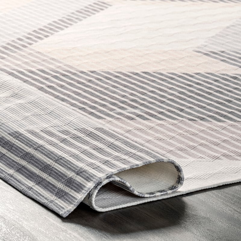 Nuloom Alesha SpinClean Modern Striped Machine Washable Area Rug