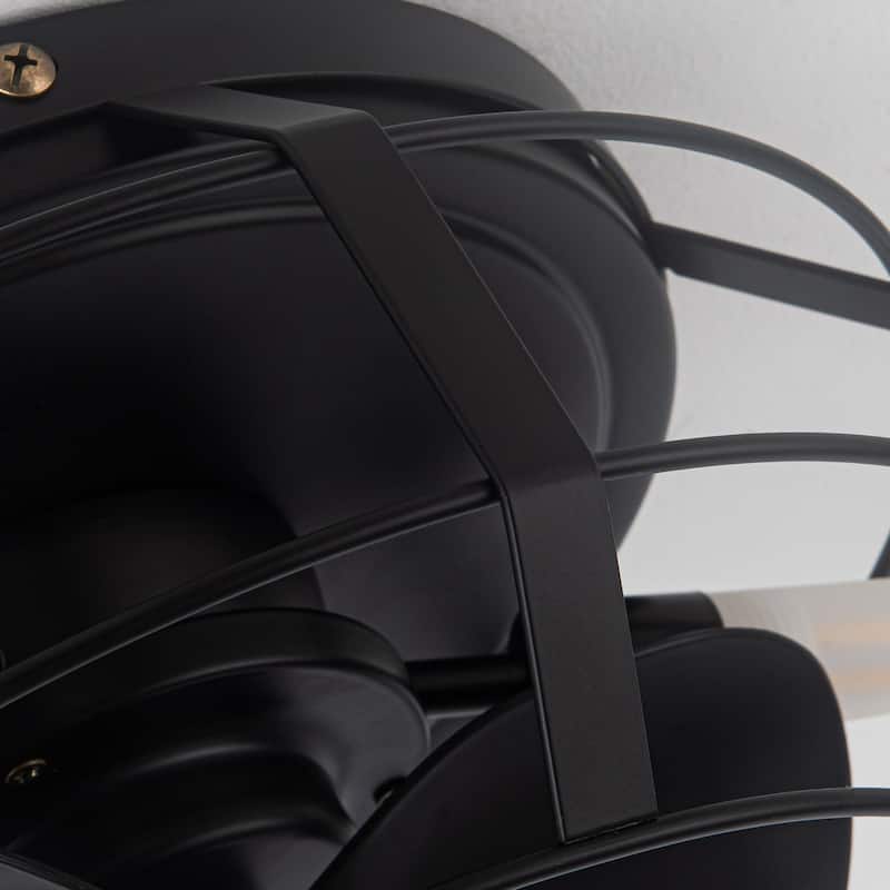 12" 3-Blade 3-Light Black Cage Ceiling Fan with Light