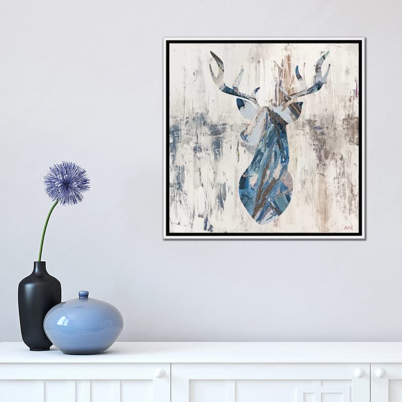 iCanvas "Blue Rhizome Deer Bust" by Ann Marie Coolick Framed Canvas Print