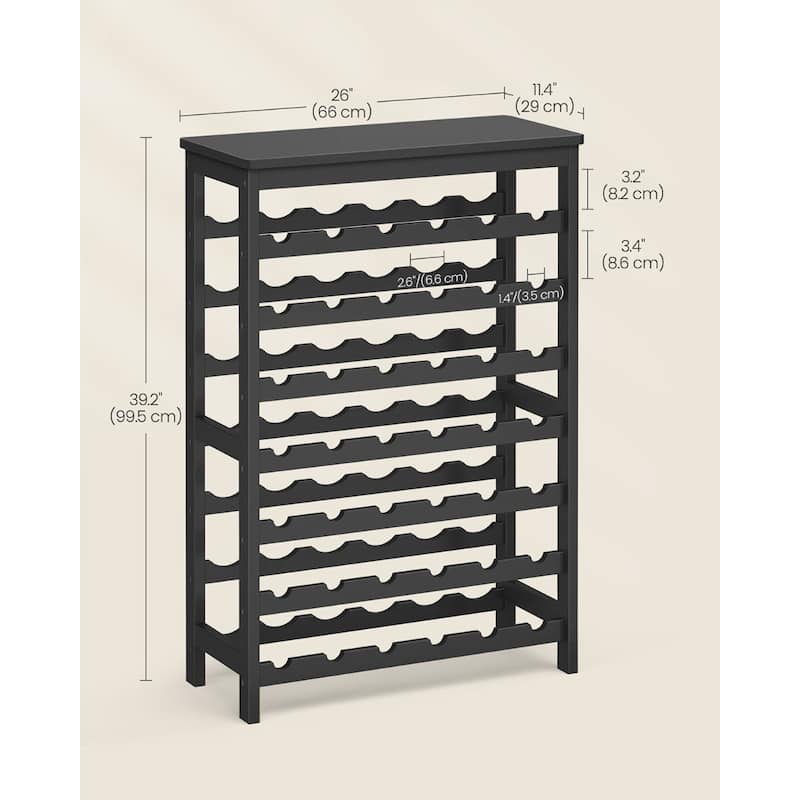 Ink Black 42-Bottle Wicker Wine Rack with 7-Tier Shelves and Tabletop for Home Bar Storage - 11.4"D x 26"W x 39.2"H