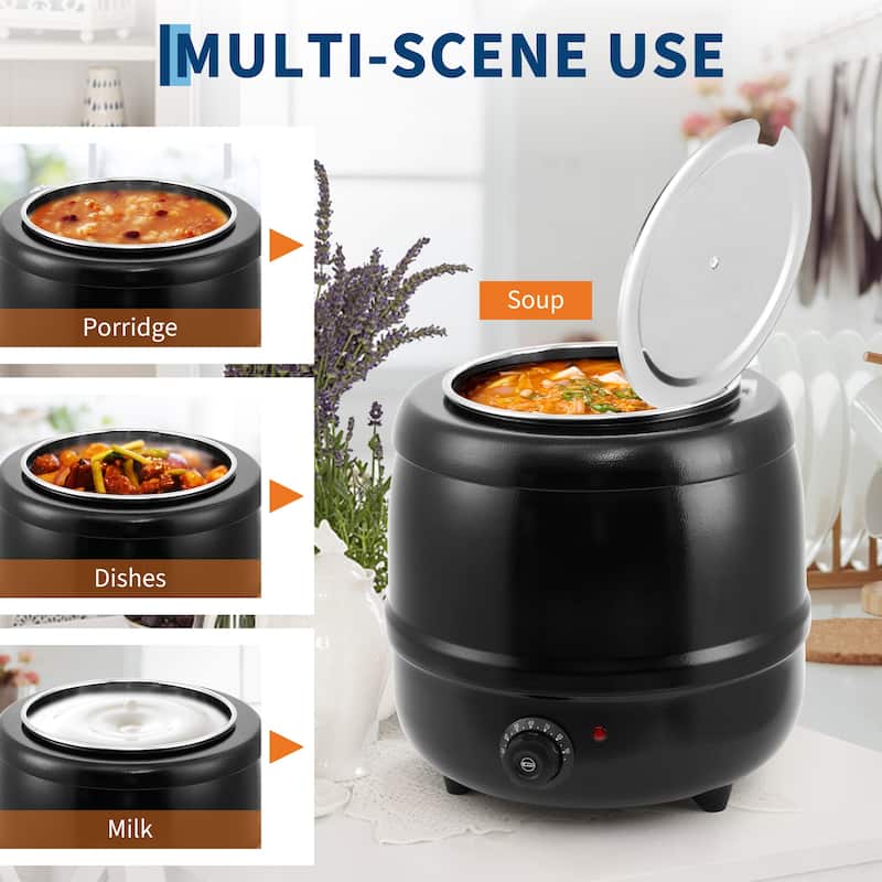 Portable Electric Drum-Type Soup Food Warmer for Restaurant, Buffet, Catering