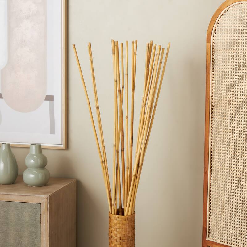 Bamboo Wood Tall Sticks Home Decor Natural Foliage - Light Brown - Roche River Decor