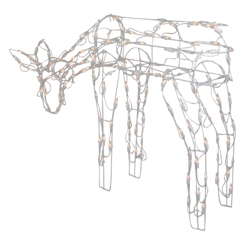 42" Lighted White Feeding Reindeer Outdoor Christmas Decoration