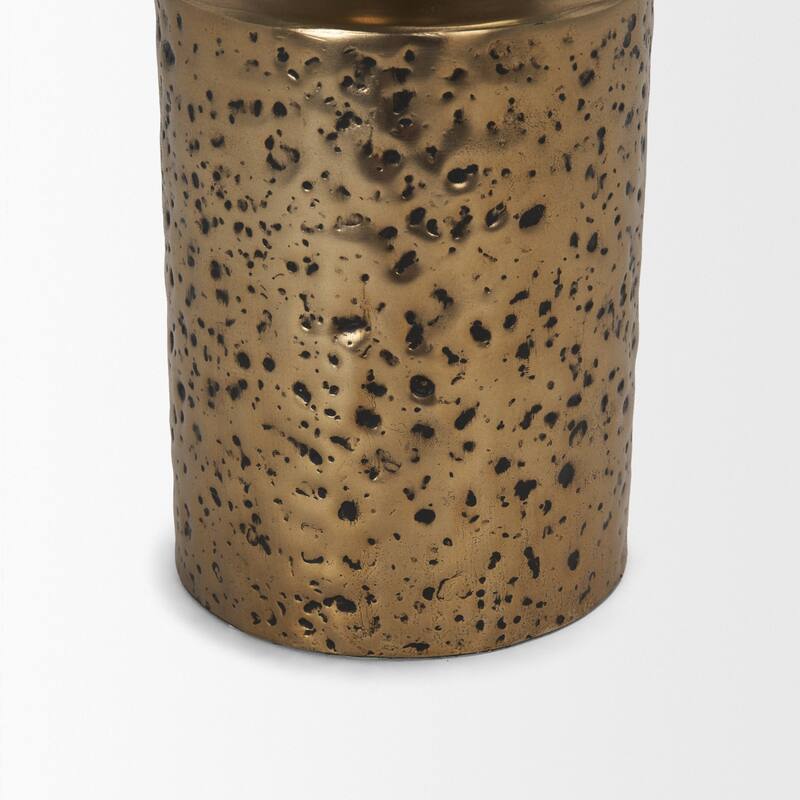 Akira Large Hammered Gold Metal Pillar Candle Holder