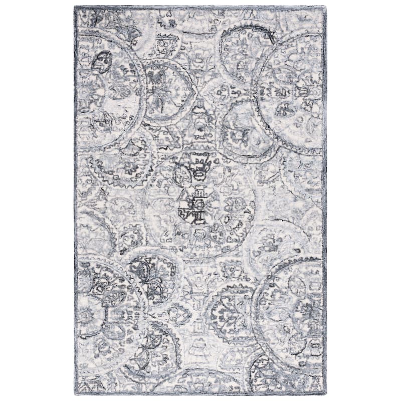SAFAVIEH Handmade Metro Xaviere Modern Wool Rug - 6' Square - Ivory/Grey