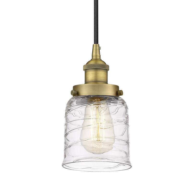 Innovations Lighting 616-1PH-10-5 Bell Pendant Bell 5" Wide Mini - Brushed Brass / Deco Swirl