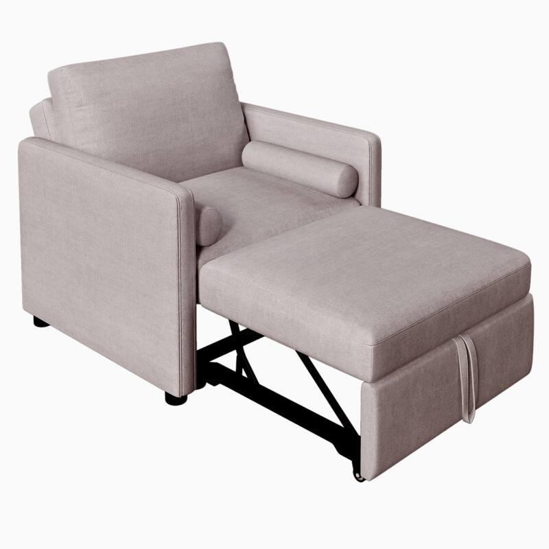 3 in 1 Convertible Sleeper Chair with Adjustable Backrest, Lounger Chair Turns Into Bed, Single Bed for Living Room, Velvet