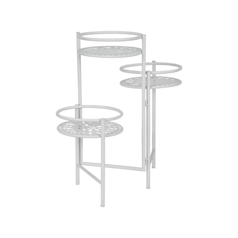 Sagebrook Home 22" Metal Folding 3Tier Plant Stand, Round, 22"H, Solid Color - 10" x 10" x 22"