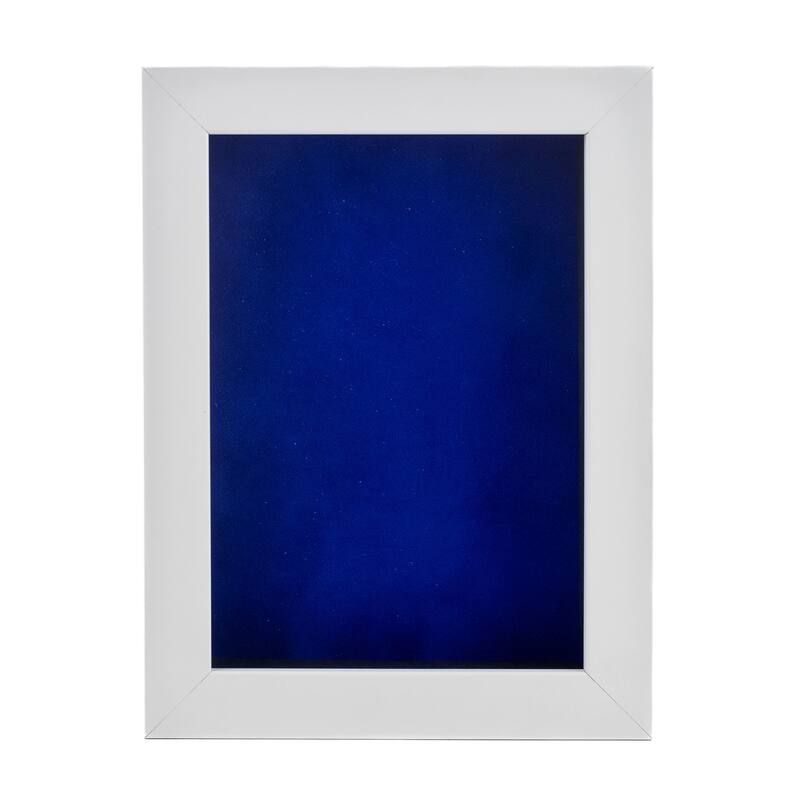 18x24 Shadow Box Frame White Wood | With a 3/4" Usable Display Depth | Includes a Royal Blue Real Suede Texture Acid-Free
