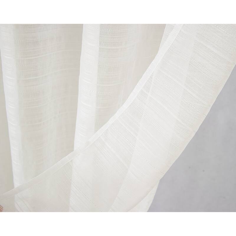Erica Striped Doily Single Grommet Curtain Panel - (1x) 54 x 90 in. - (1x) 54 x 90 in.