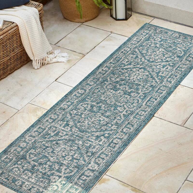 JONATHAN Y Medallion Textured Weave Indoor/Outdoor Area Rug