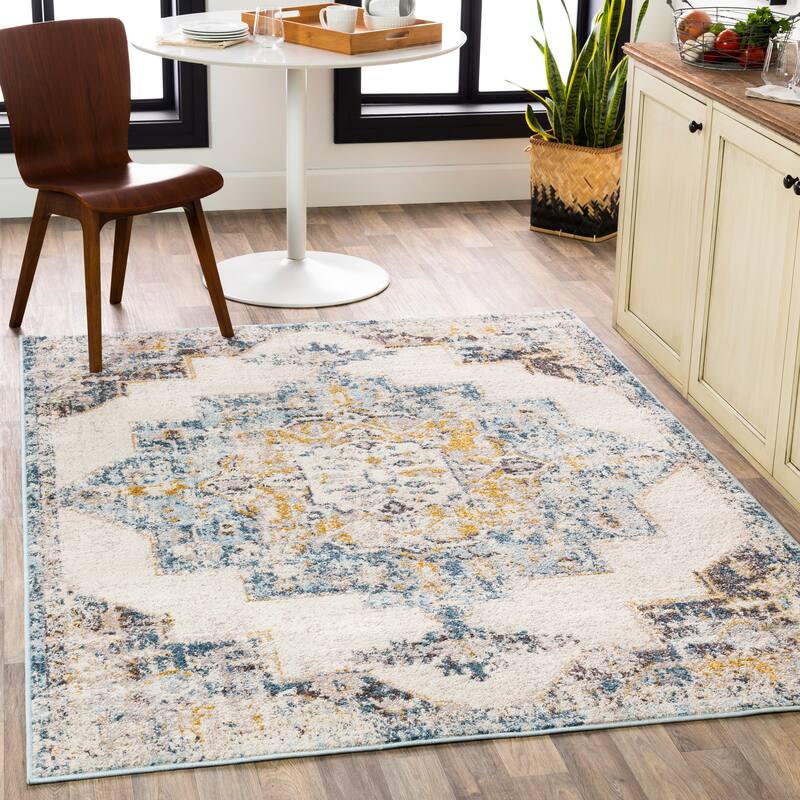 Livabliss Irma Distressed Traditional Medallion Area Rug - Teal - 7' 10" x 10' 3"