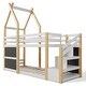 preview thumbnail 9 of 18, Twin over Twin Bunk Bed with White Storage Staircase and Blackboard B