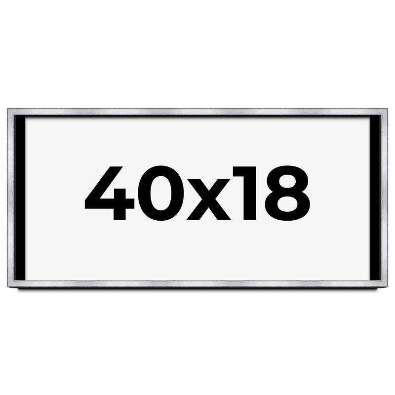 40x18 Shadow Box Frame Silver | 1.375 Inches Deep Real Wood