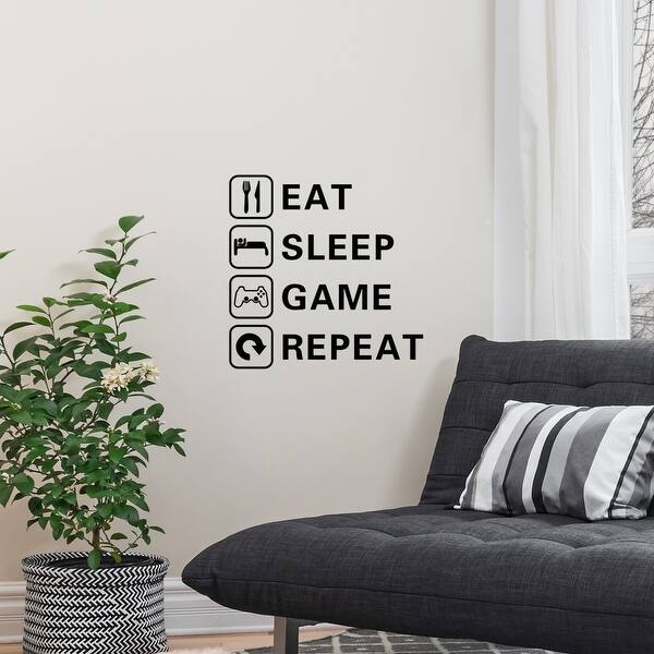 Shop Letter Eat Sleep Game Repeat Wall Sticker For Living Room