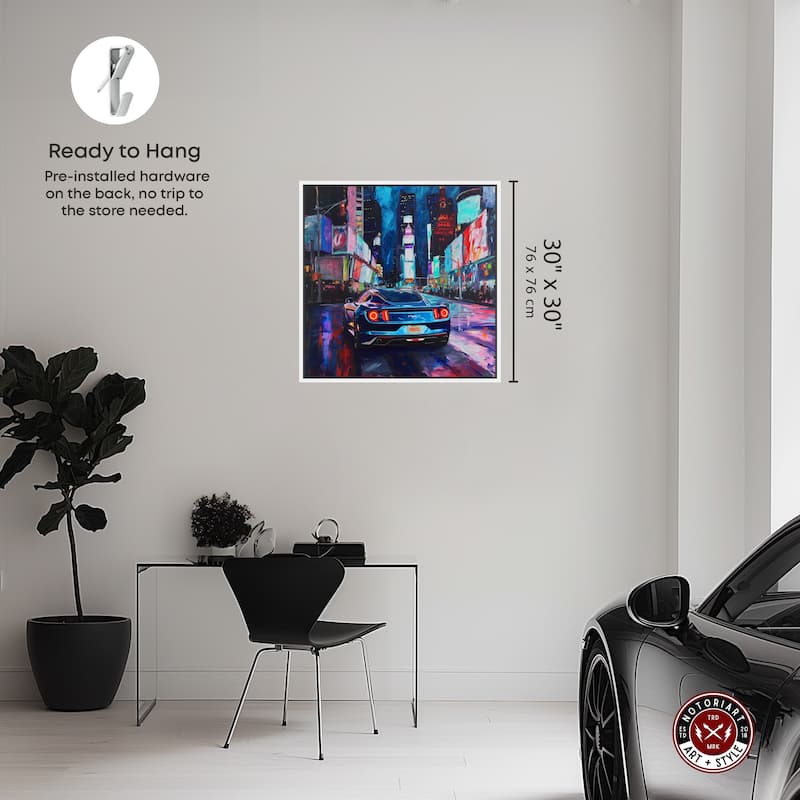 Notoriart Night Drive Sports Drive Framed Car 1 Piece Canvas Wall Art
