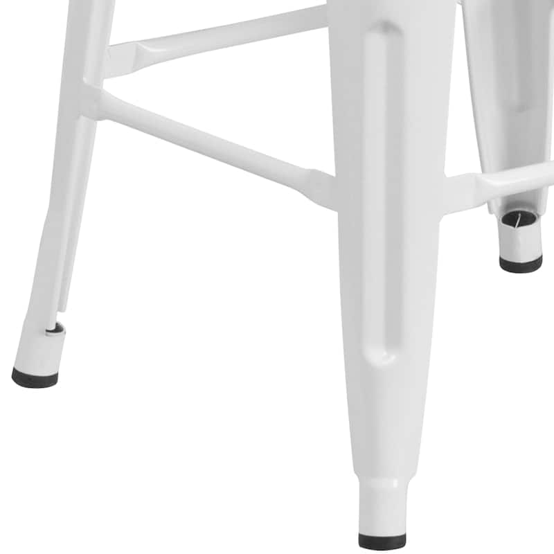24" High Backless Metal Counter Height Stool with Square Wood Seat