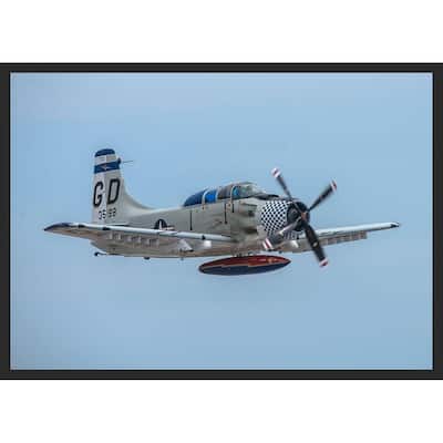 WC006 Douglas A-1 Airplane in Flight Photography by Wayne Collamore Framed Poster - 24 x 36 Inch