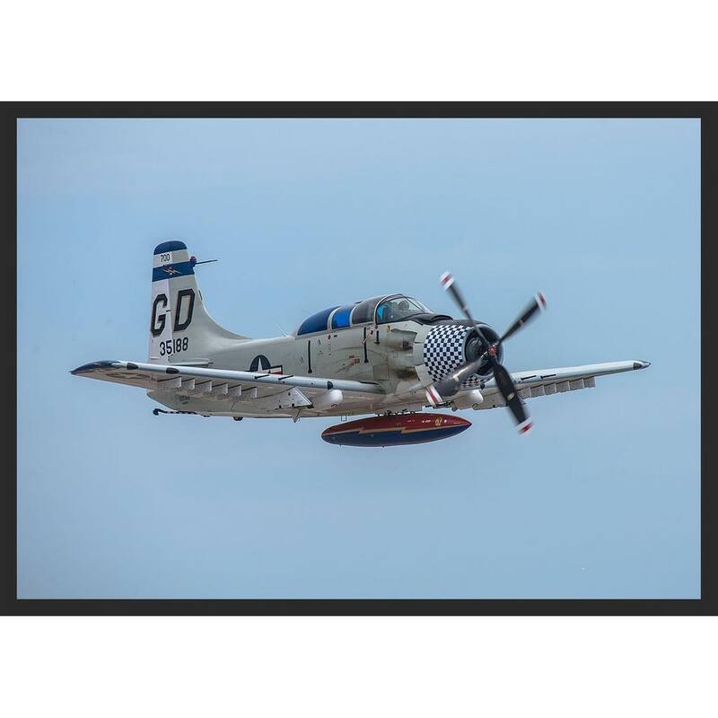 WC006 Douglas A-1 Airplane in Flight Photography by Wayne Collamore Framed Poster
