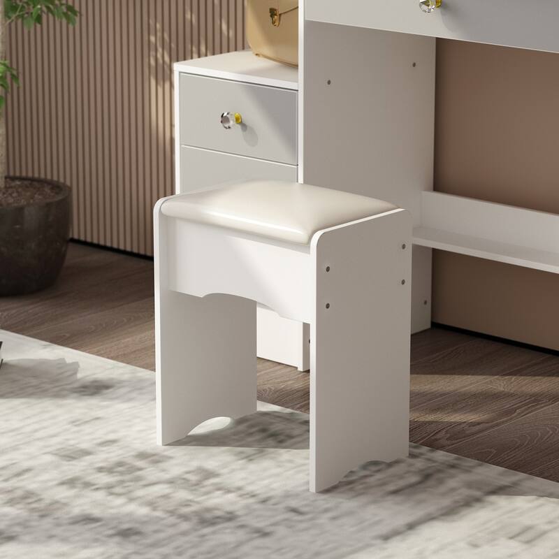 33"Wide Makeup Vanity Set with Stool and Mirror,3 Color Touch Light - 33"W