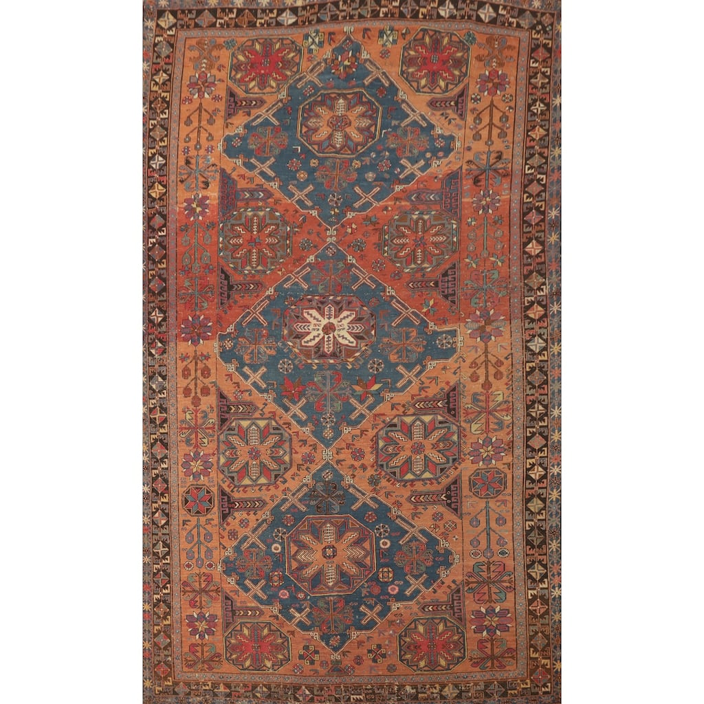 Hand Knotted Oriental 100% Wool Carpet Traditional Tribal Oranges & Rust Sumak Area Rug - 10' 6'' X 6' 8''