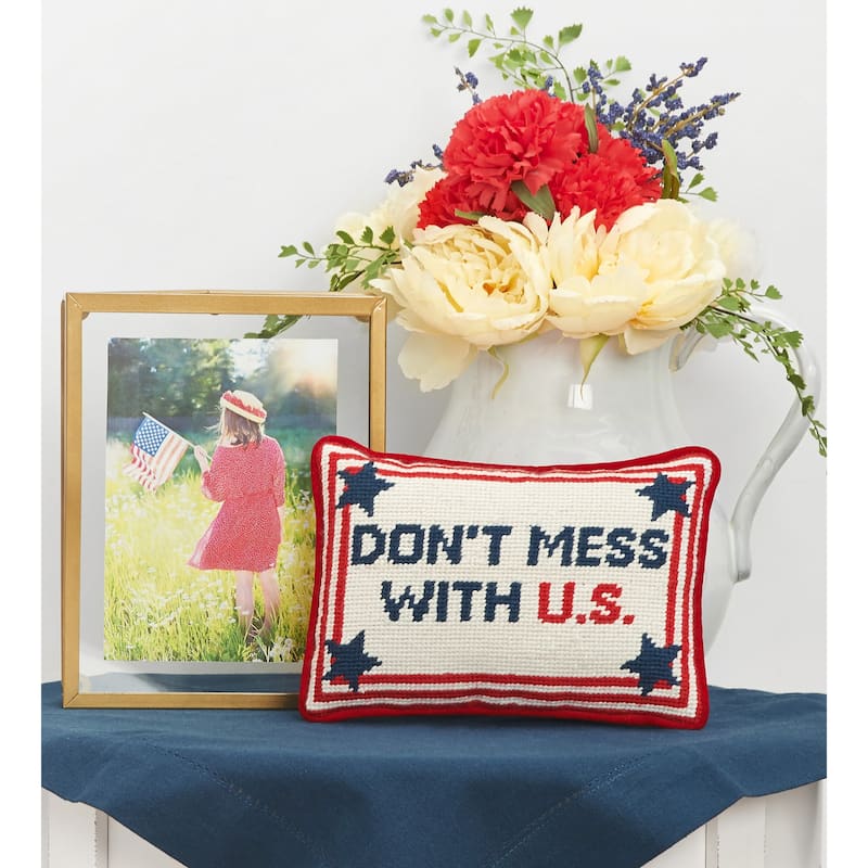 6.5" x 9" With U S July Fourth Needlepoint Petite Throw Pillow