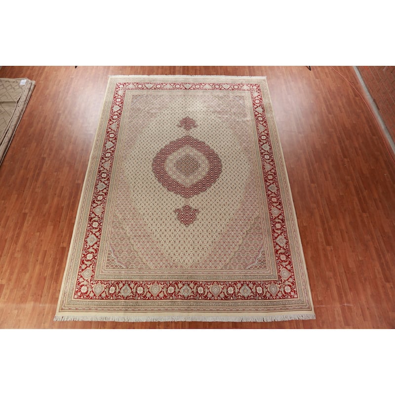 Medallion Tabriz Mahi Oriental Large Rug Handmade Wool Carpet - 10'2"x 14'3"