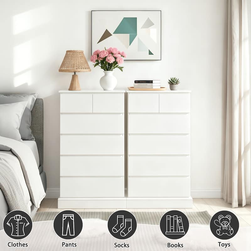 Tall 6-Drawer Dresser for Bedroom Modern Vertical Chest of Drawers with Concealed Handles Wood Storage Cabinet