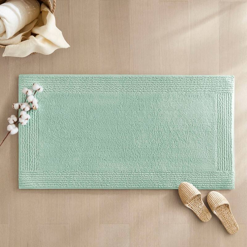 1 PCS 17x24" Cotton Tufted 3000 GSM Reversible Bath Rug Blue