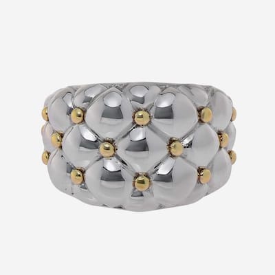 Charles Krypell Sterling Silver and 18K Yellow Gold Band Ring Sz. 6.5