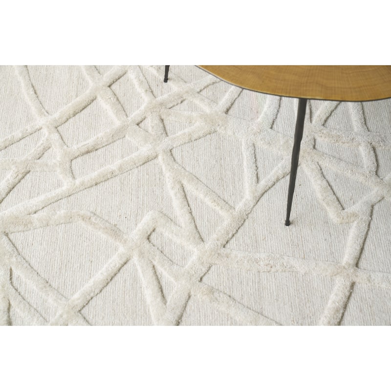 EXQUISITE RUGS Windsor Hand-loomed Wool/Bamboo Silk Linen/Beige Area Rug.